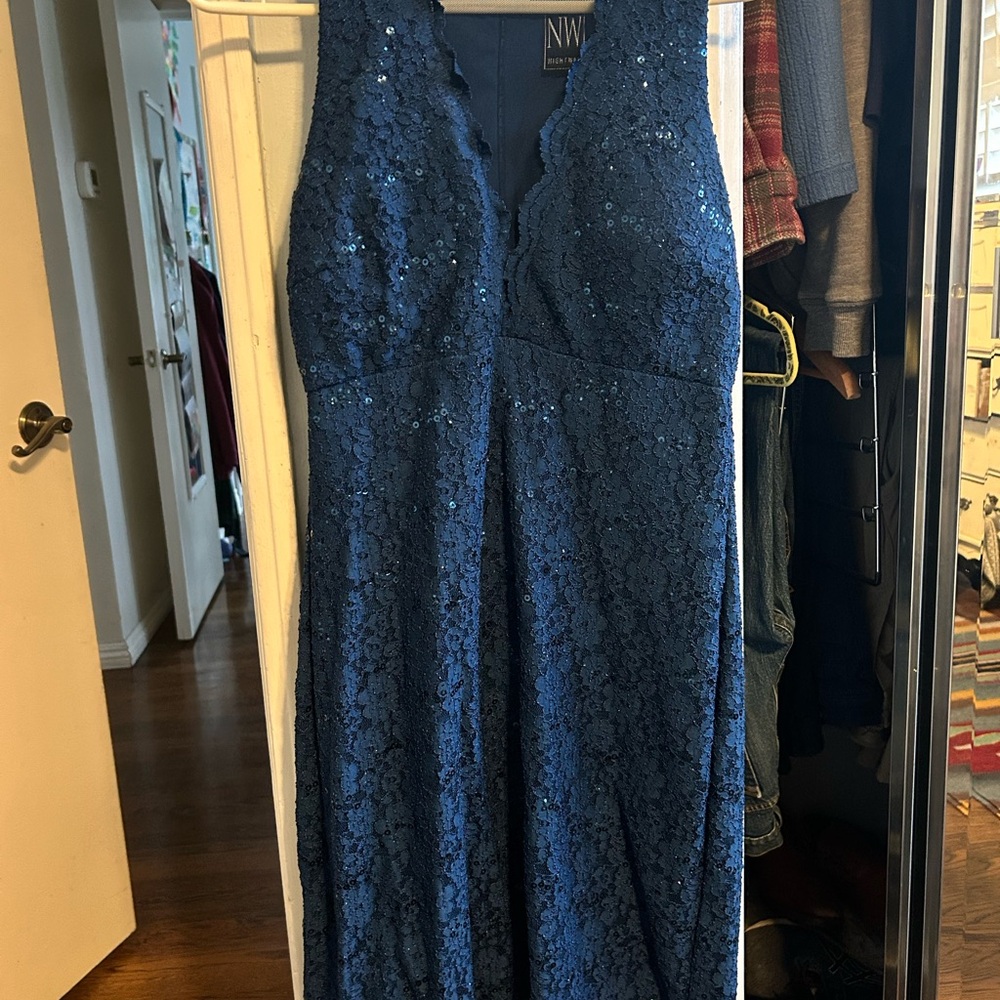 Night Way Collections Sequin Navy Cocktail Dress